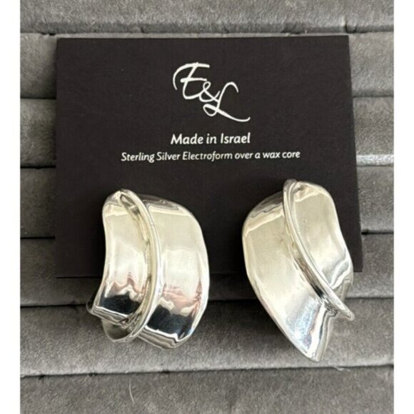 E&L Sterling Silver Electroform Statement Earrings Israel - Picture 5 of 10